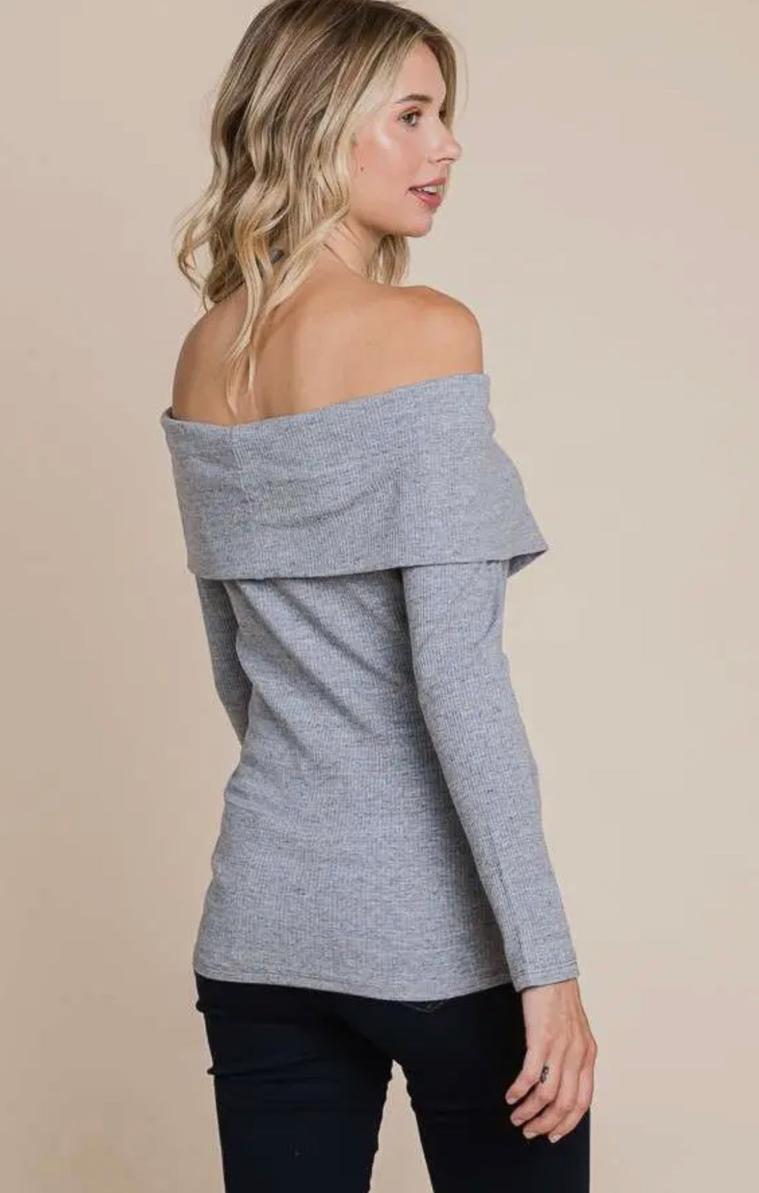 Heather Gray Off Shoulder Top