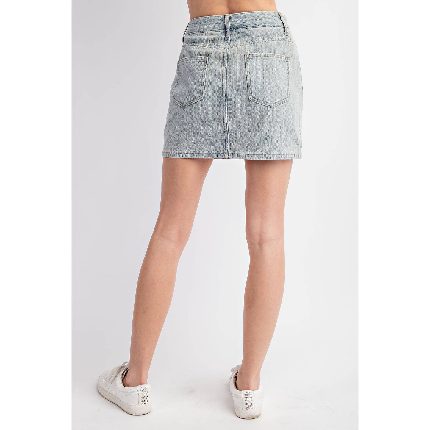 STONE EMBELLISHED DENIM SKORT