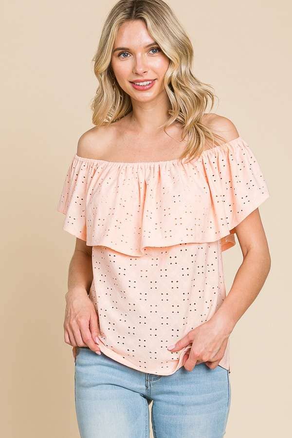 Off Shoulder Ruffle Tube Top