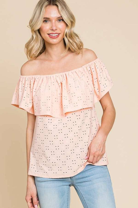 Off Shoulder Ruffle Tube Top