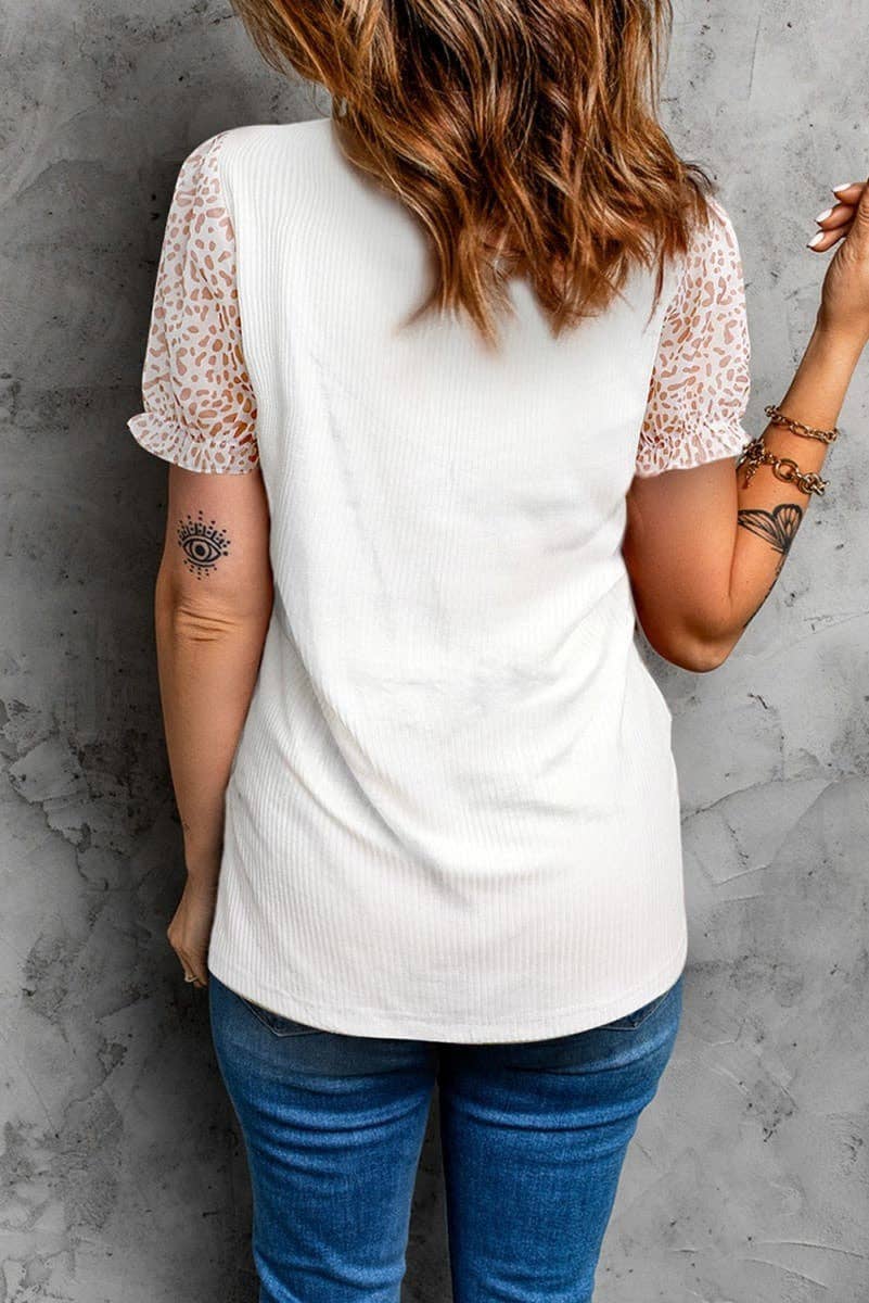Leopard Puff Short Sleeve Top