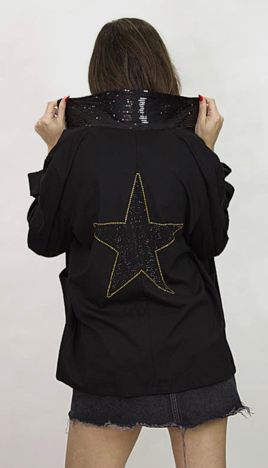 Black Sequin Star Blazer