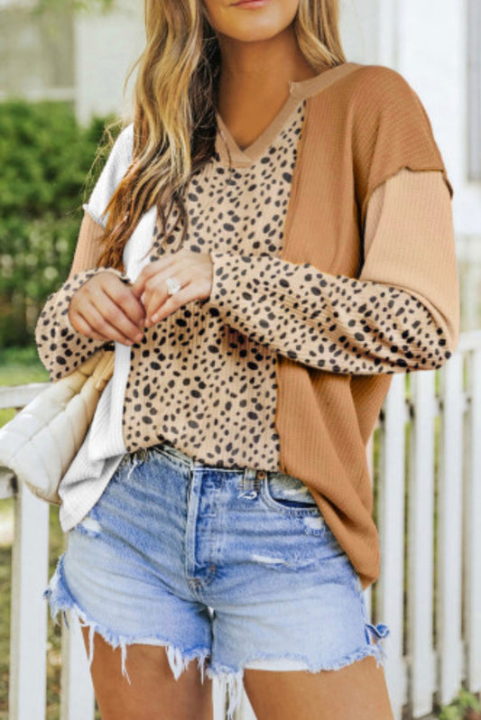 Leopard Patchwork Top