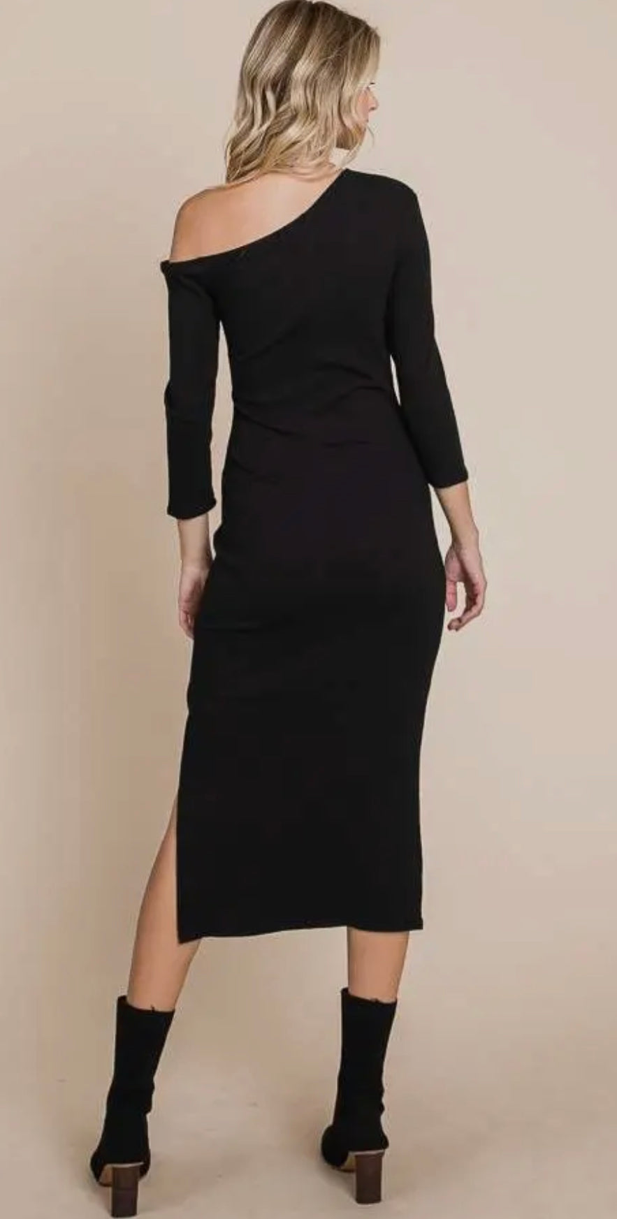 Black Asymmetrical Midi Dress