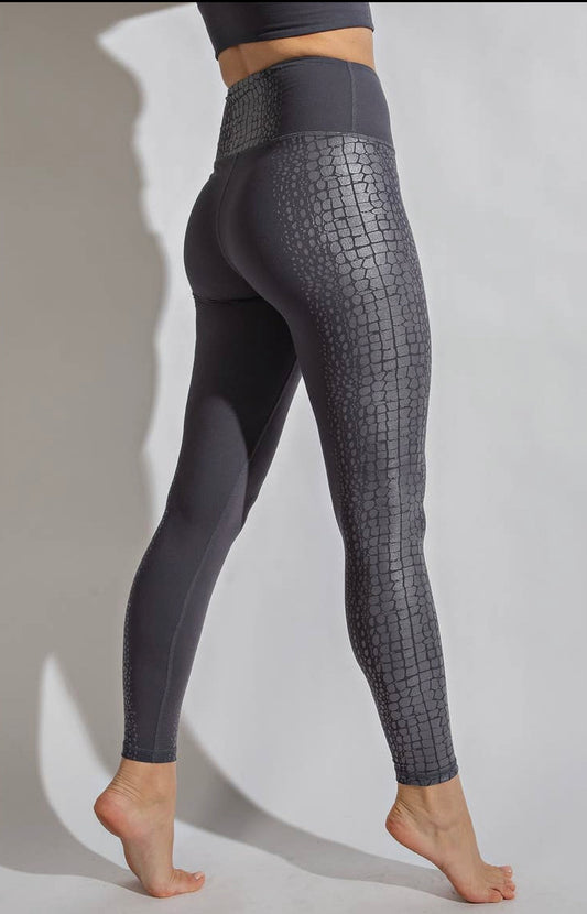 Gray Side Snakeskin Leggings