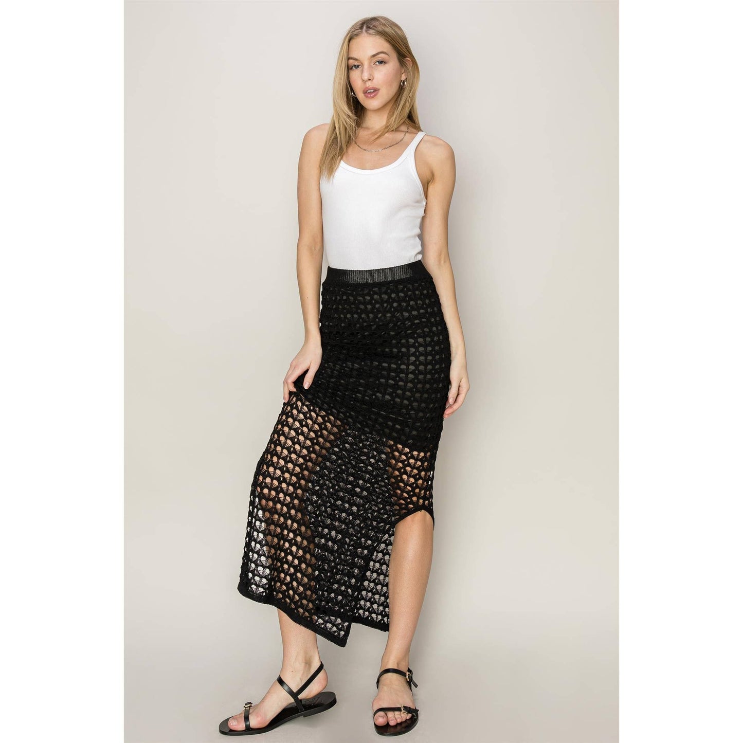 OPEN-STITCH CROCHET PENCIL SKIRT