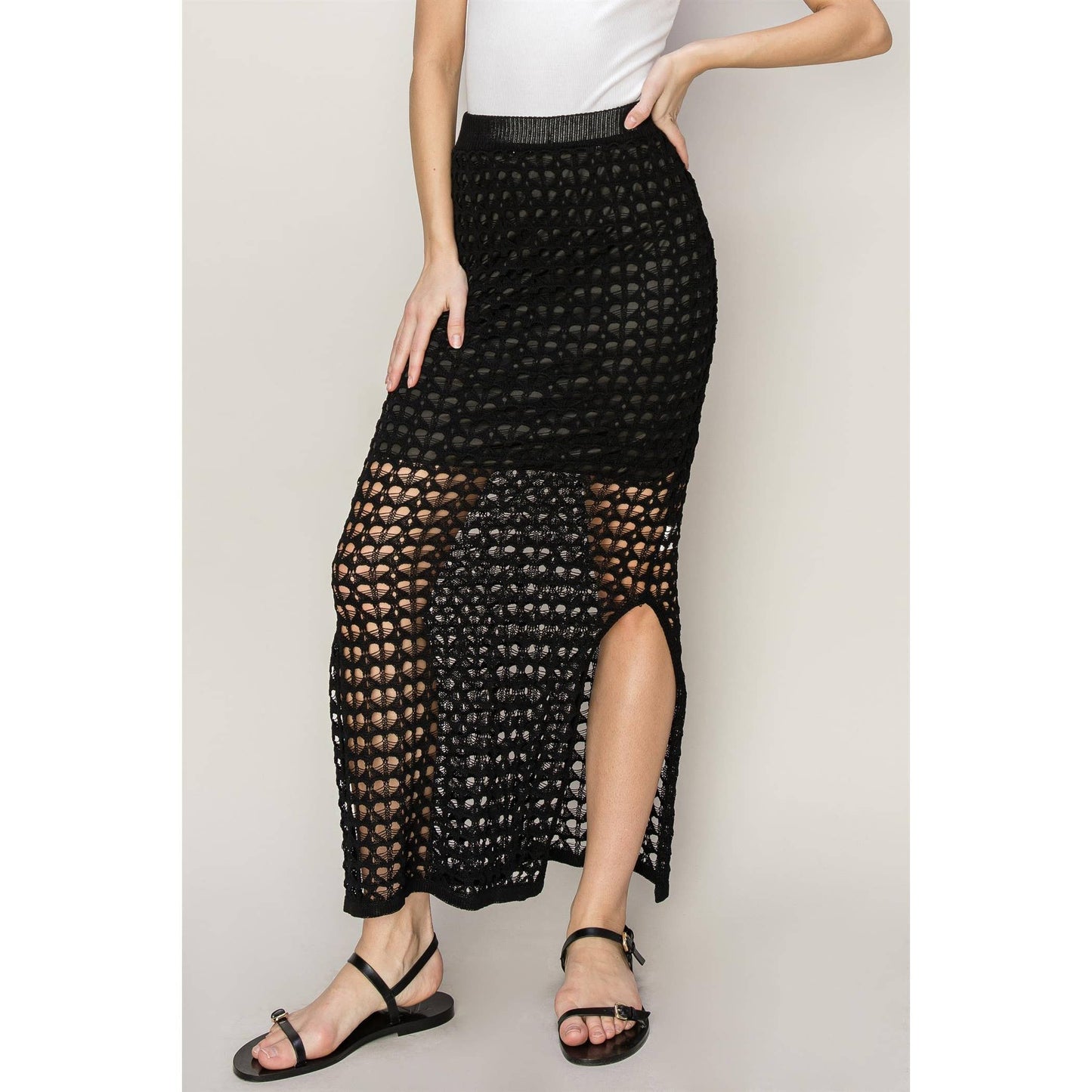 OPEN-STITCH CROCHET PENCIL SKIRT