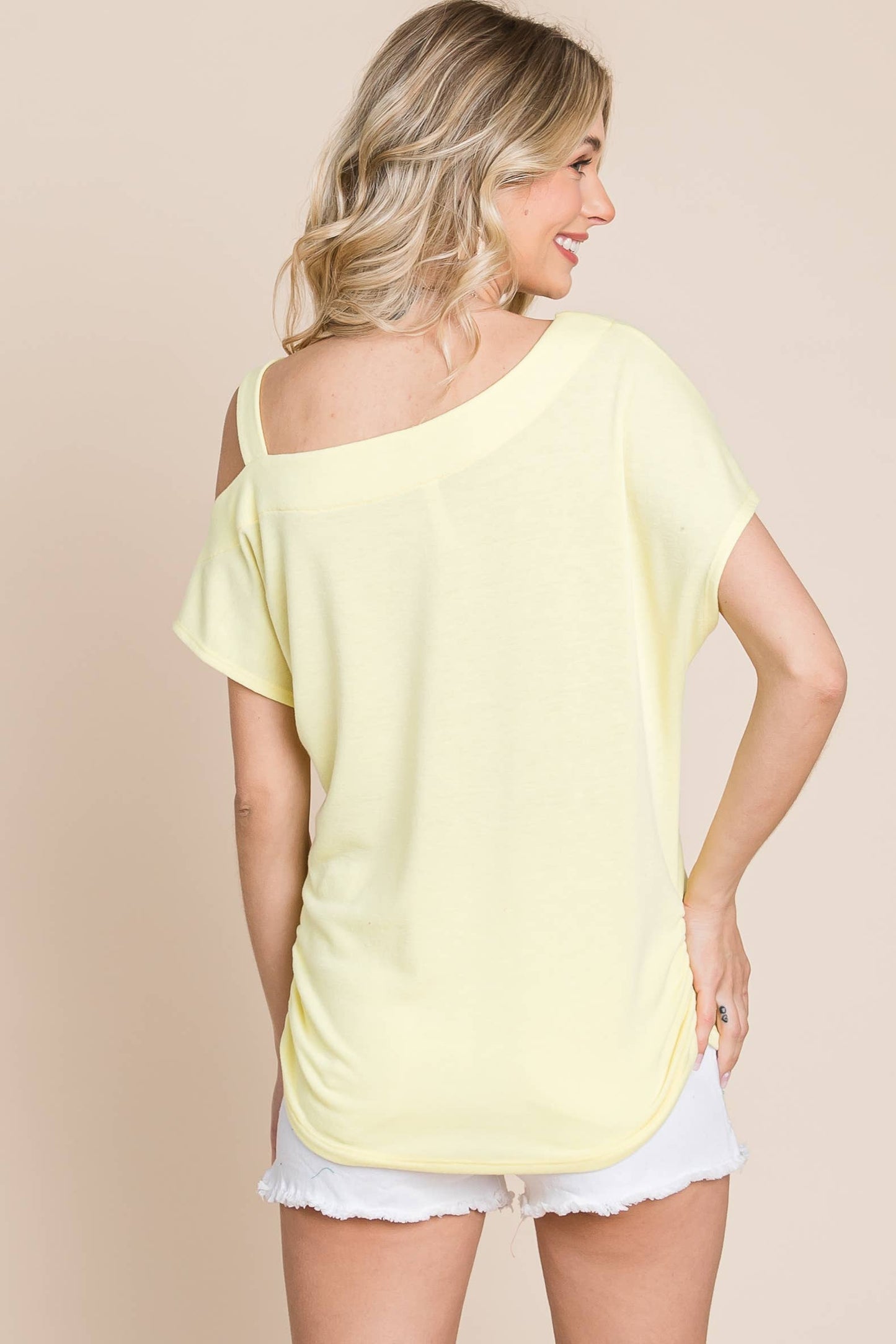 Solid Open Shoulder Top